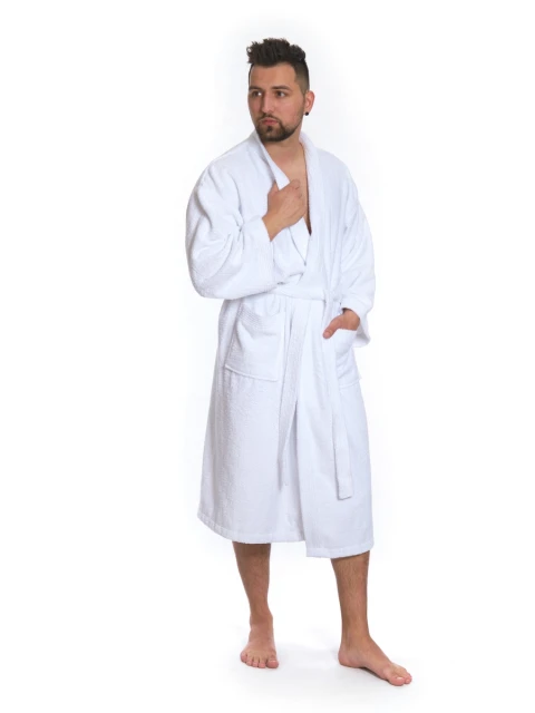 Pánský bavlněný župan model KIMONO 01 White