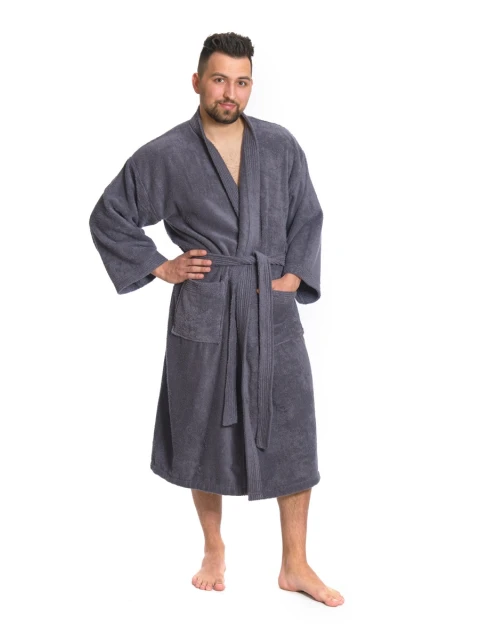 Pánský bavlněný župan model KIMONO 02 Dark Grey