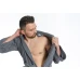 Pánský bavlněný župan model KIMONO s výšivkou 02 Dark Grey