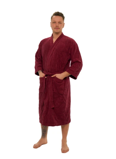 Pánský bavlněný župan model KIMONO 04 Bordeaux