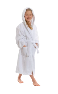 Dětský župan s kapucí, doprodávaný model, bílý