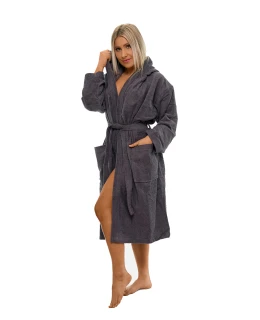 Dámský bavlněný župan s kapucí 02 Dark Grey