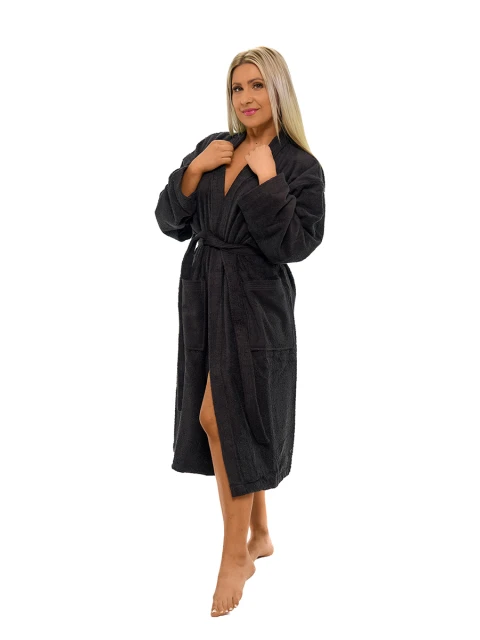 Dámský bavlněný župan model KIMONO 05 Black Chocolate