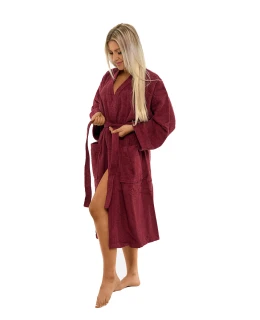 Dámský bavlněný župan model KIMONO 04 Bordeaux