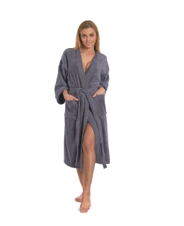 Dámský bavlněný župan model KIMONO 02 Dark Grey