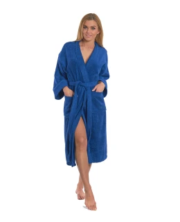 Dámský bavlněný župan model KIMONO s výšivkou 03 Blue Navy