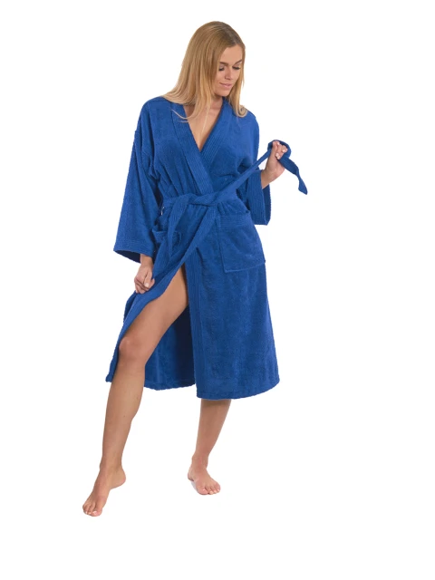 Dámský bavlněný župan model KIMONO 03 Navy Blue