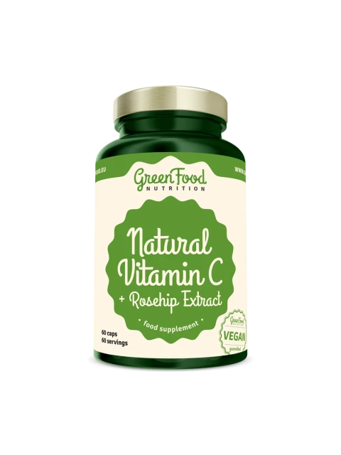 GreenFood Natural Vitamin C + Extrakt ze šípků 60 kapslí