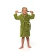 Dětský župan s kapucí a výšivkou, Olive Green